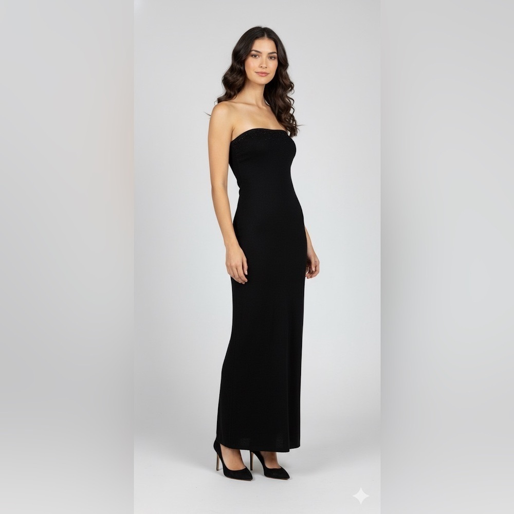 NWT Vtg Laundry Black Silk Cashmere Knit Strapless Dress (SD2)